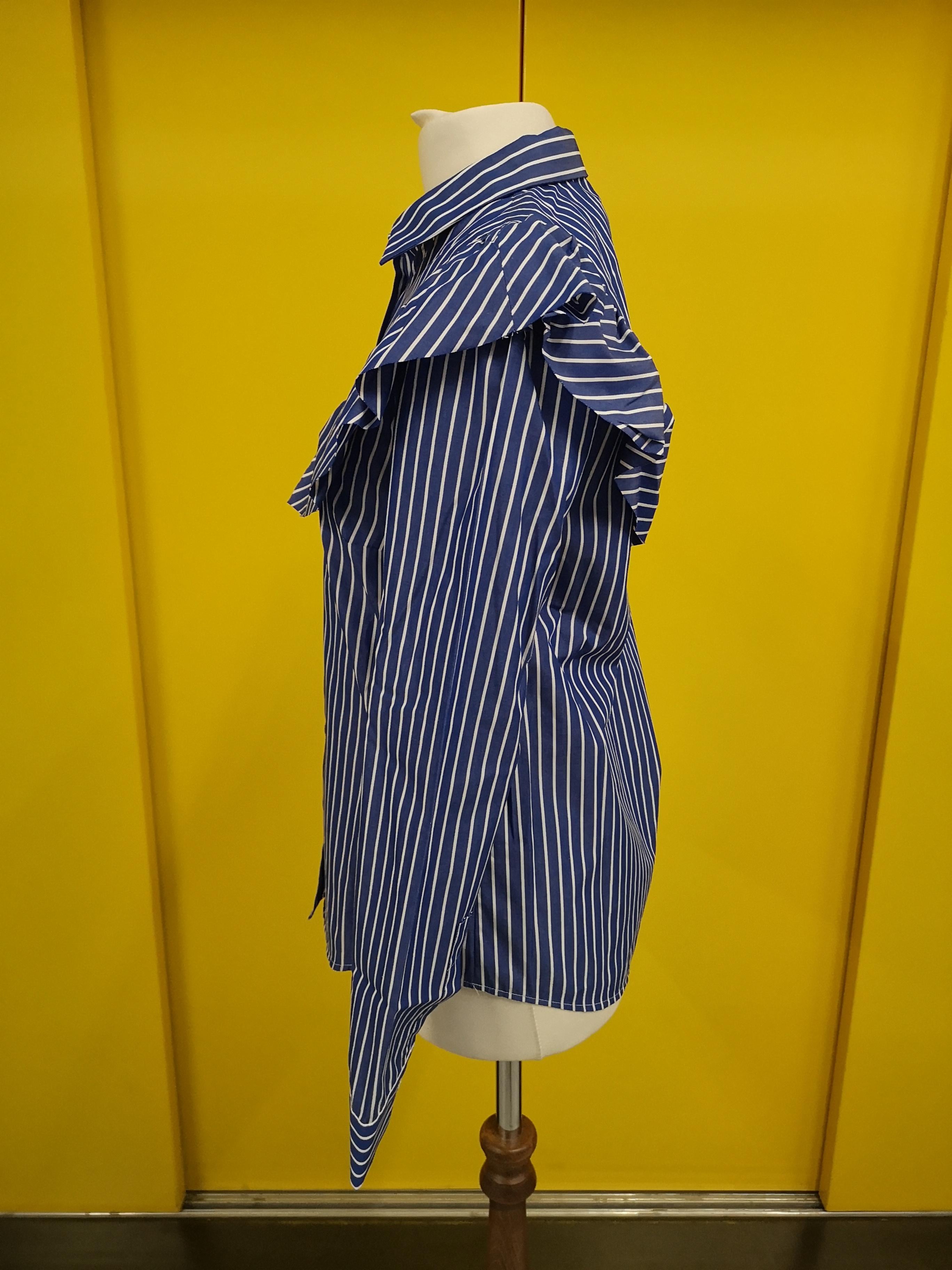 REDValentino Striped Cotton Ruffle Shirt