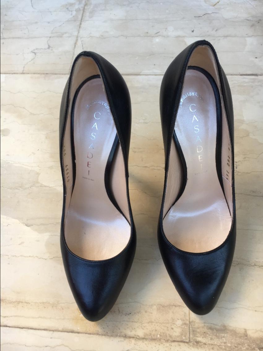 Casadei black leather pumps