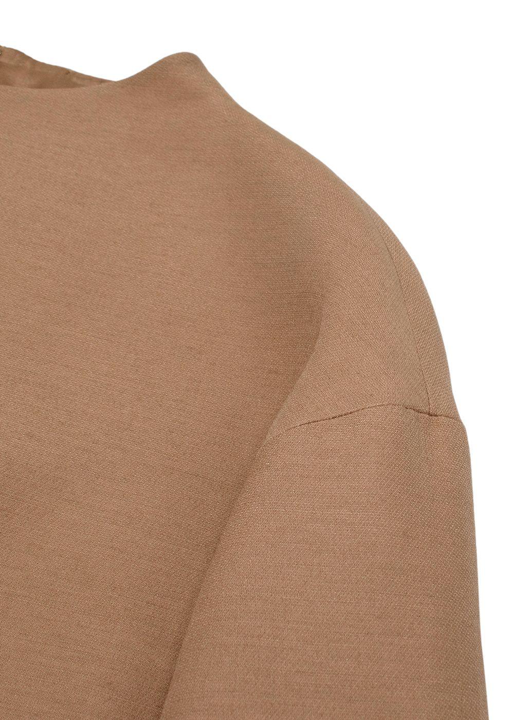 Valentino Wool Mock Neck Long Sleeve Camel Brown Top and Trouser Set