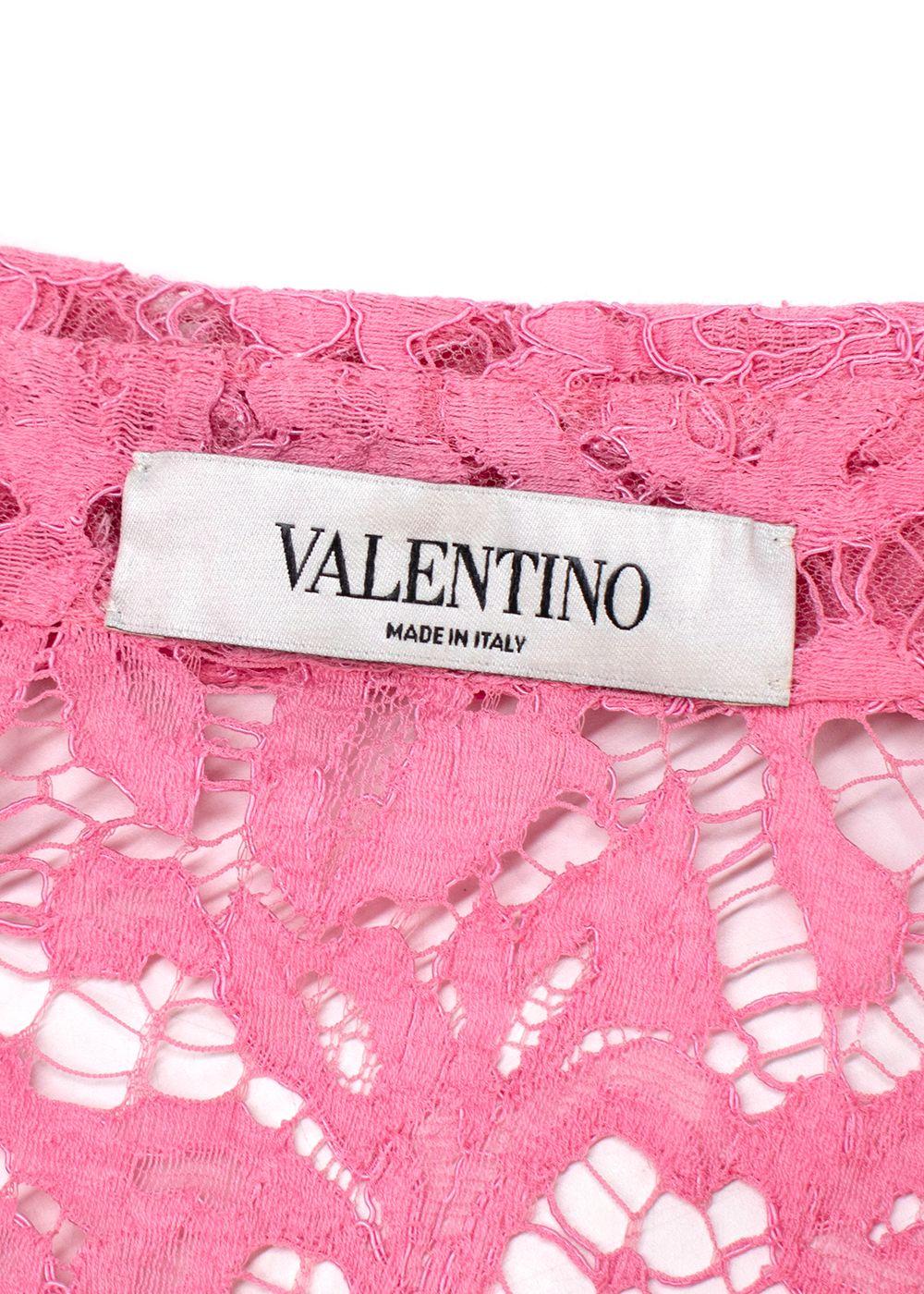 Valentino Bubblegum Pink Floral Lace Shirt