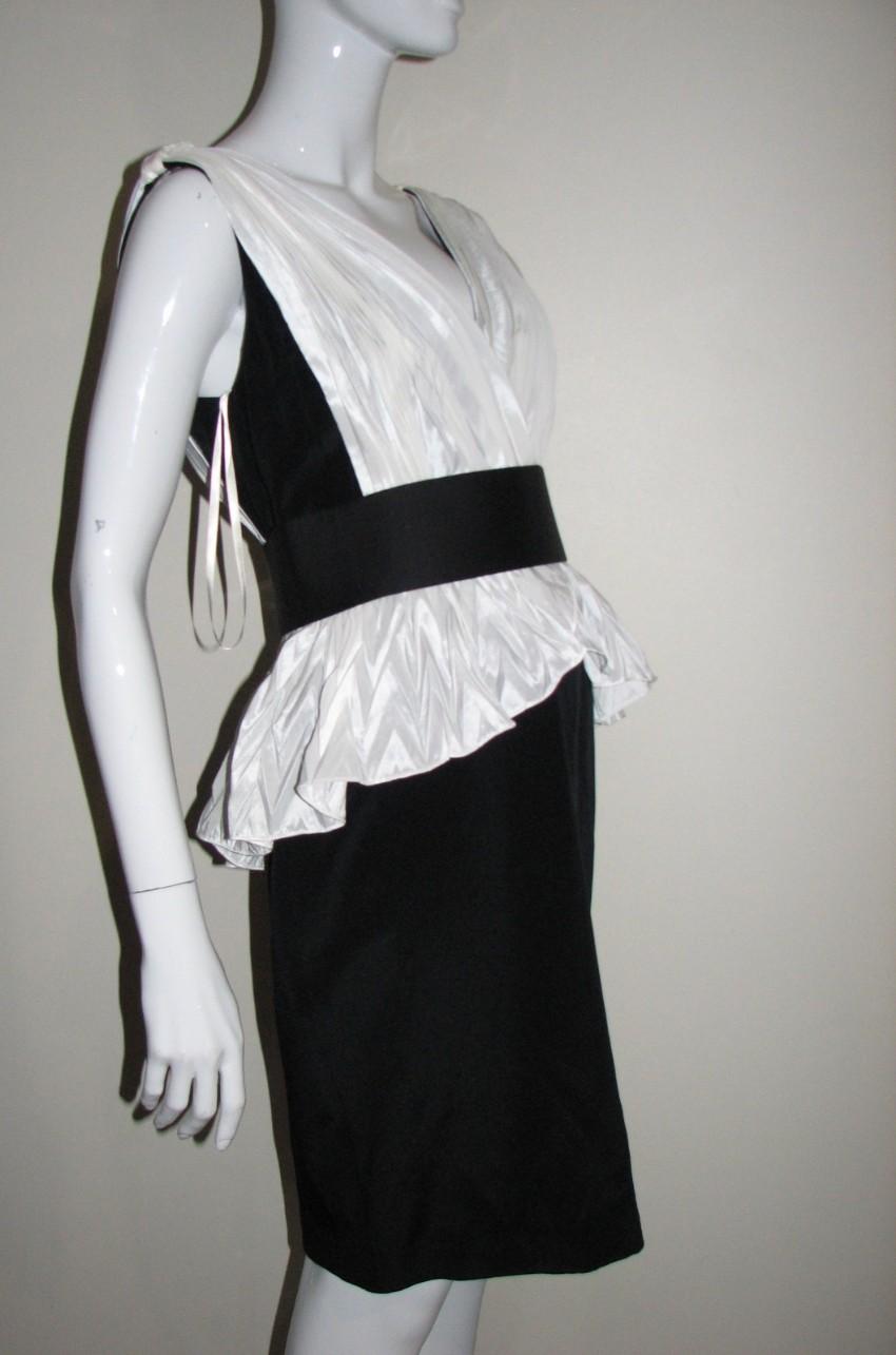 Marchesa Notte black and white peplum dress