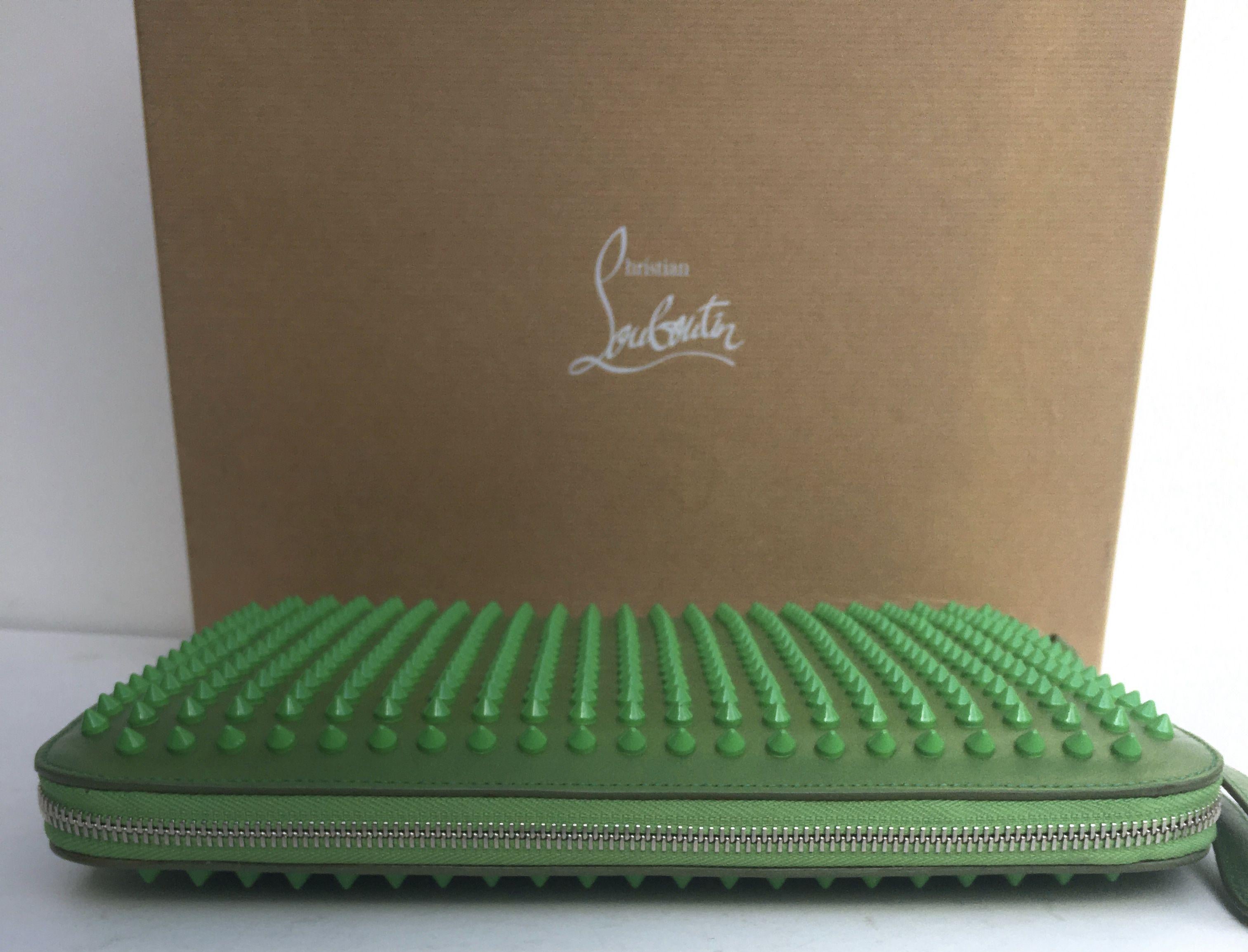 Christian Louboutin green cris case calf leather