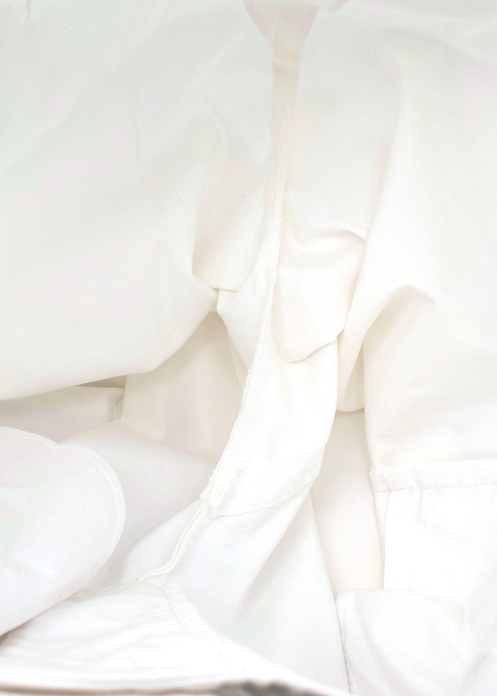 White Cotton Straight Cropped Trousers