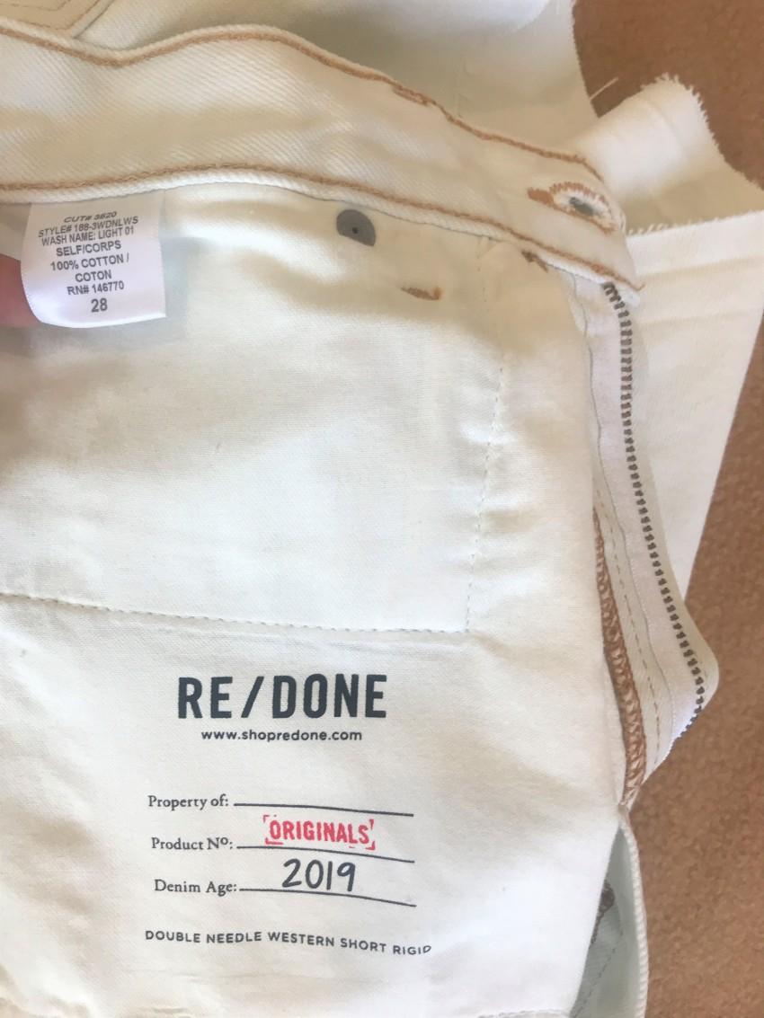 Re/Done light wash double needle western shorts