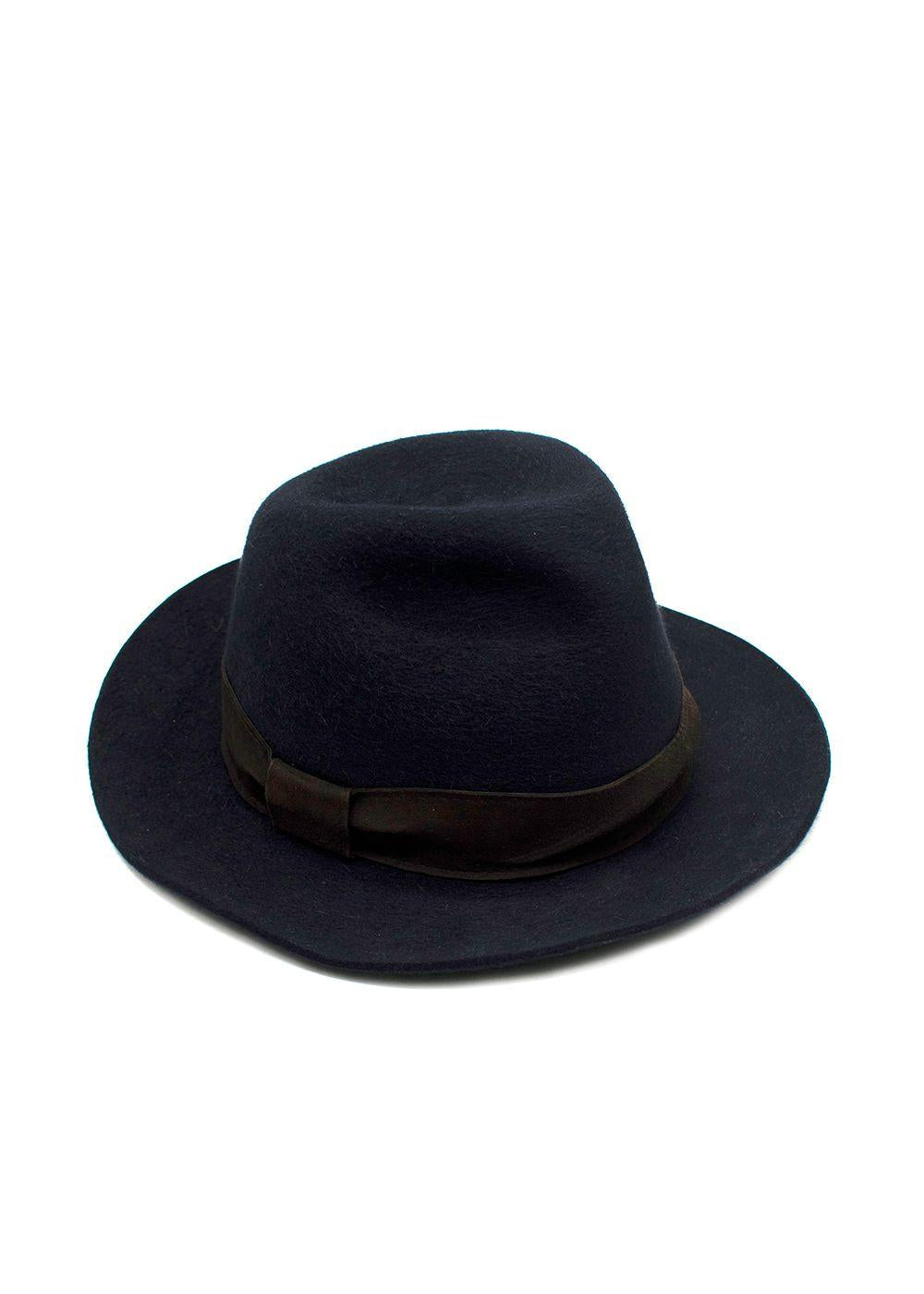 Loro Piana Navy Hares Hair Blend Ferdora