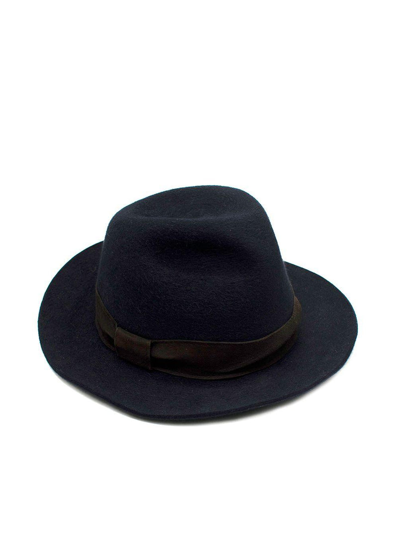 Loro Piana Navy Hares Hair Blend Ferdora