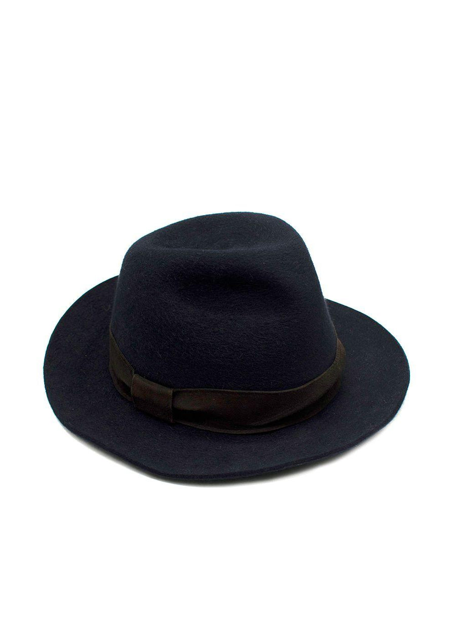 Loro Piana Navy Hares Hair Blend Ferdora