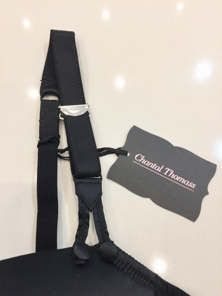 Chantal Thomass Black Satin Pad Bra & Thong Set