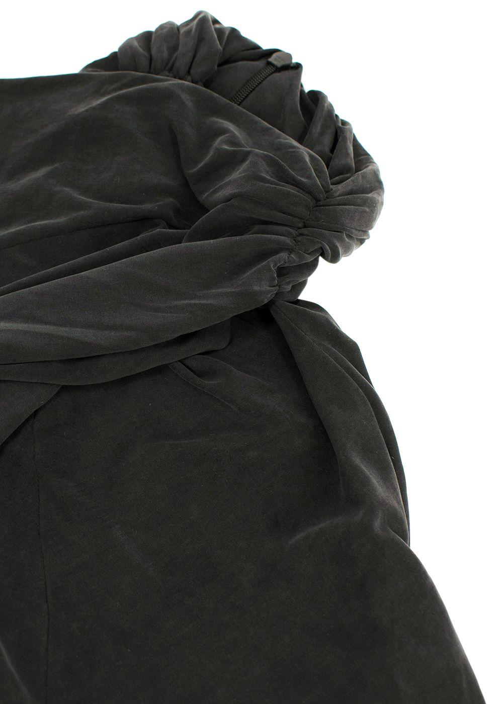 Ganni Charcoal Draped Long Sleeve Top