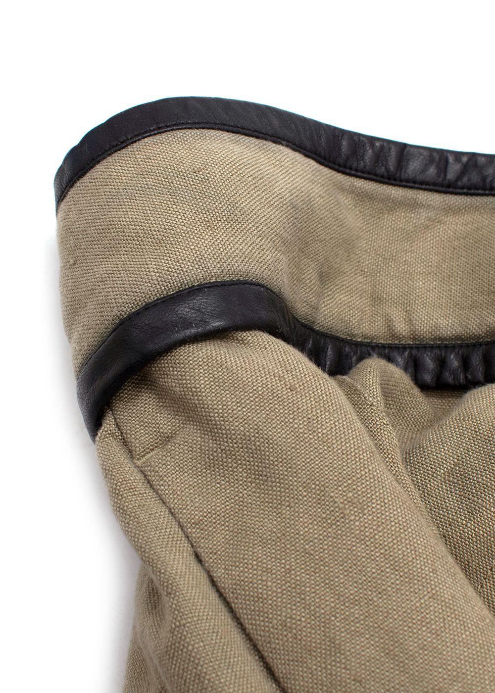Celine Green Velcro Wide Leg Linen Trousers