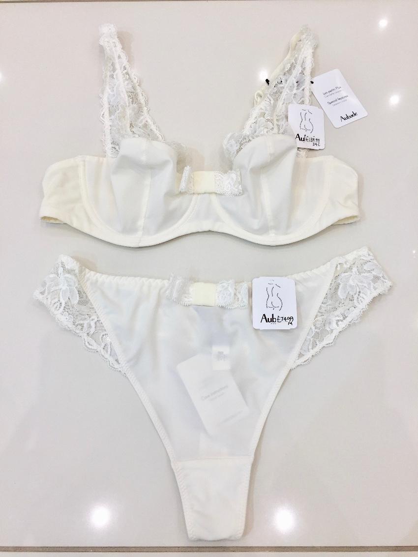Aubade Ivory Leavers Lace Underwired Bra & Tanga Set