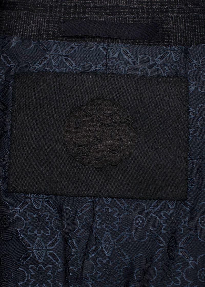 Pretty Green Charcoal Double Breasted Checked Blazer