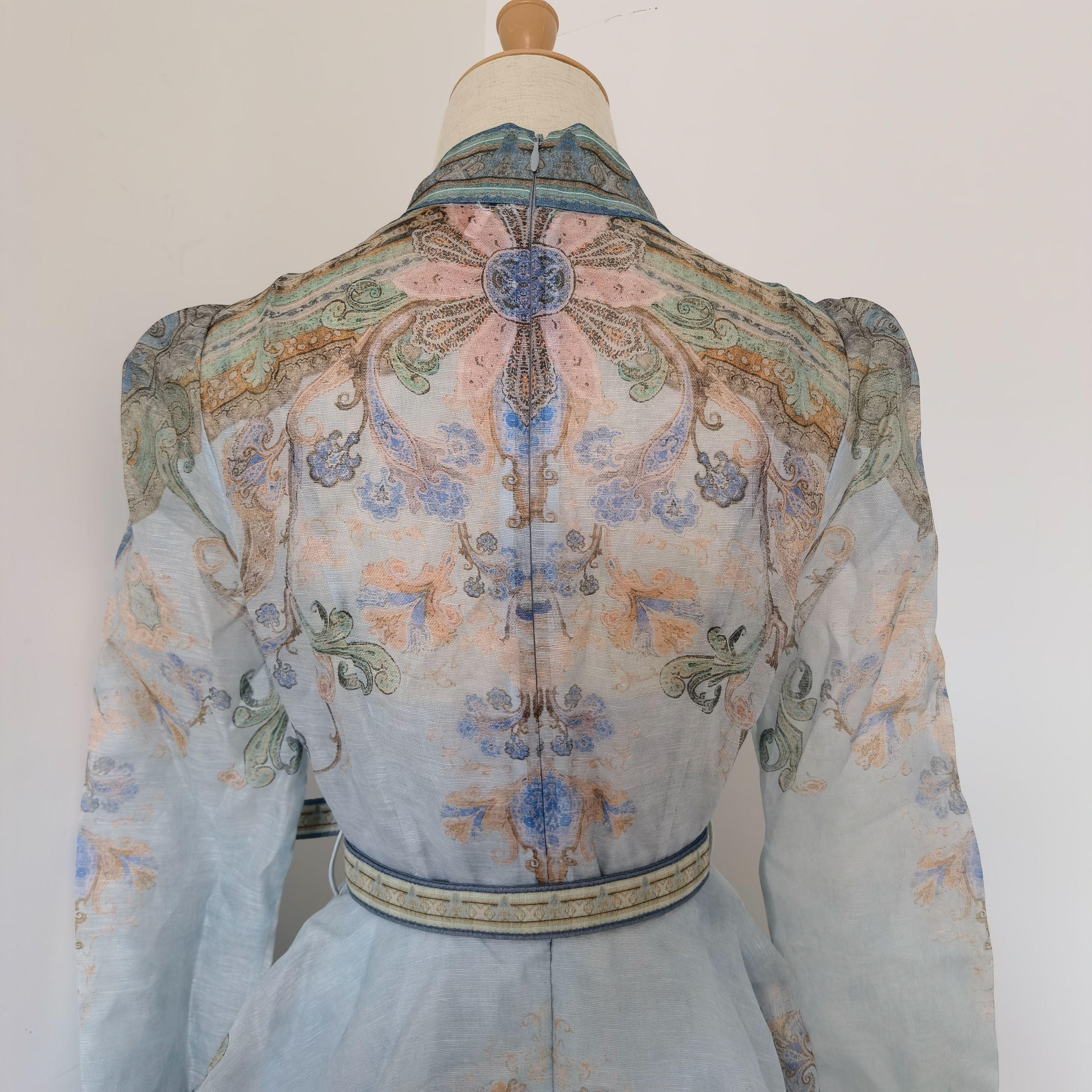 Paisley Linen And Organza Dress