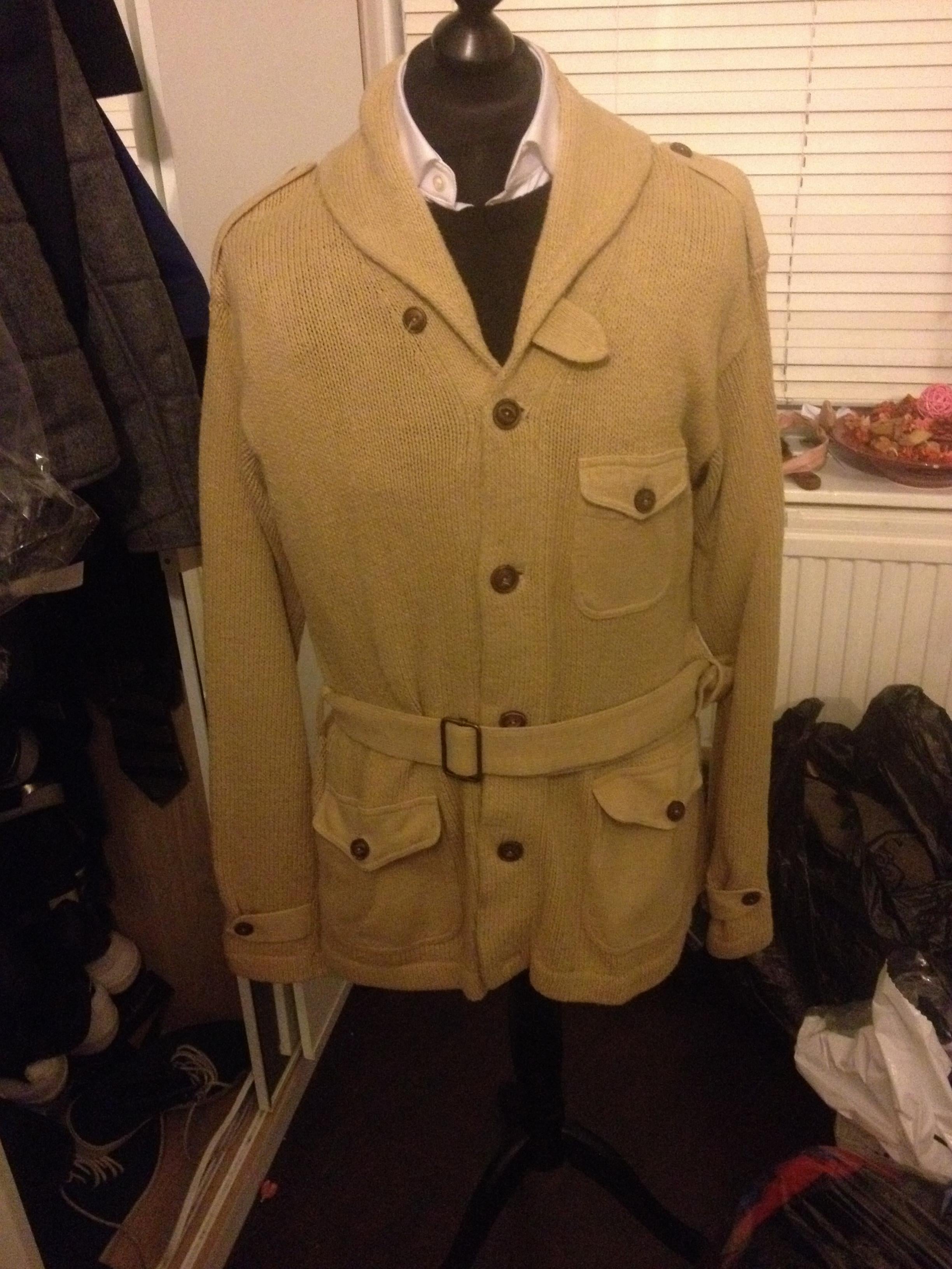 Polo Ralph Lauren golden beige marksman belted cowl neck cardigan
