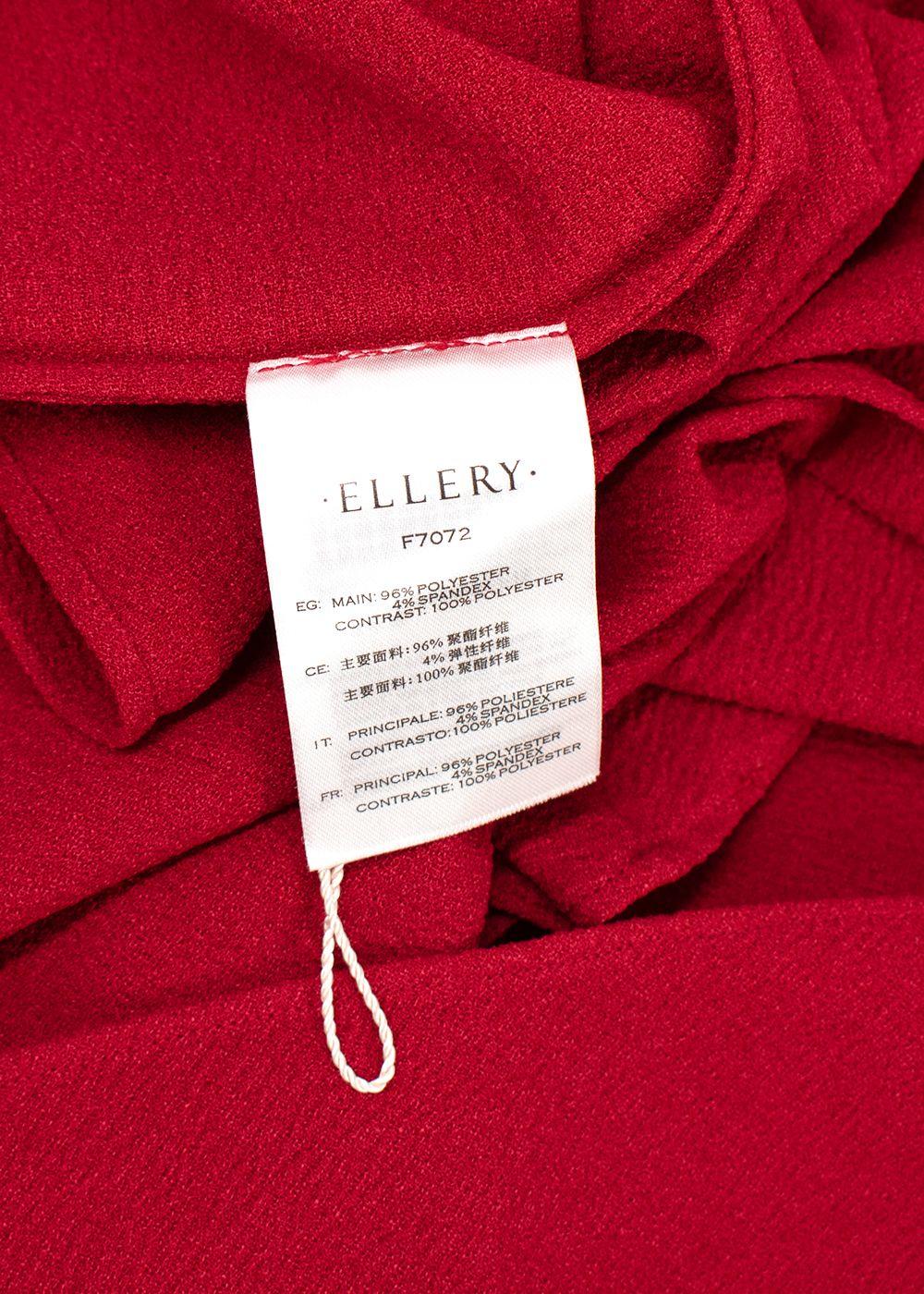 Ellery Red Crepe Wrap-tie Blouse & Fluted Skirt