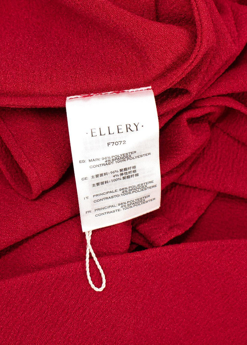 Ellery Red Crepe Wrap-tie Blouse & Fluted Skirt
