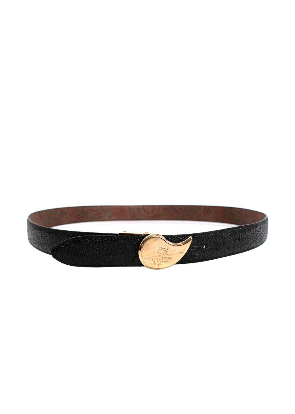 Etro Paisley/Black Reversible Embroidered Belt