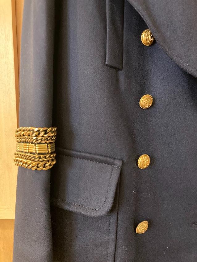 Navy Rabbit-lined wool coat