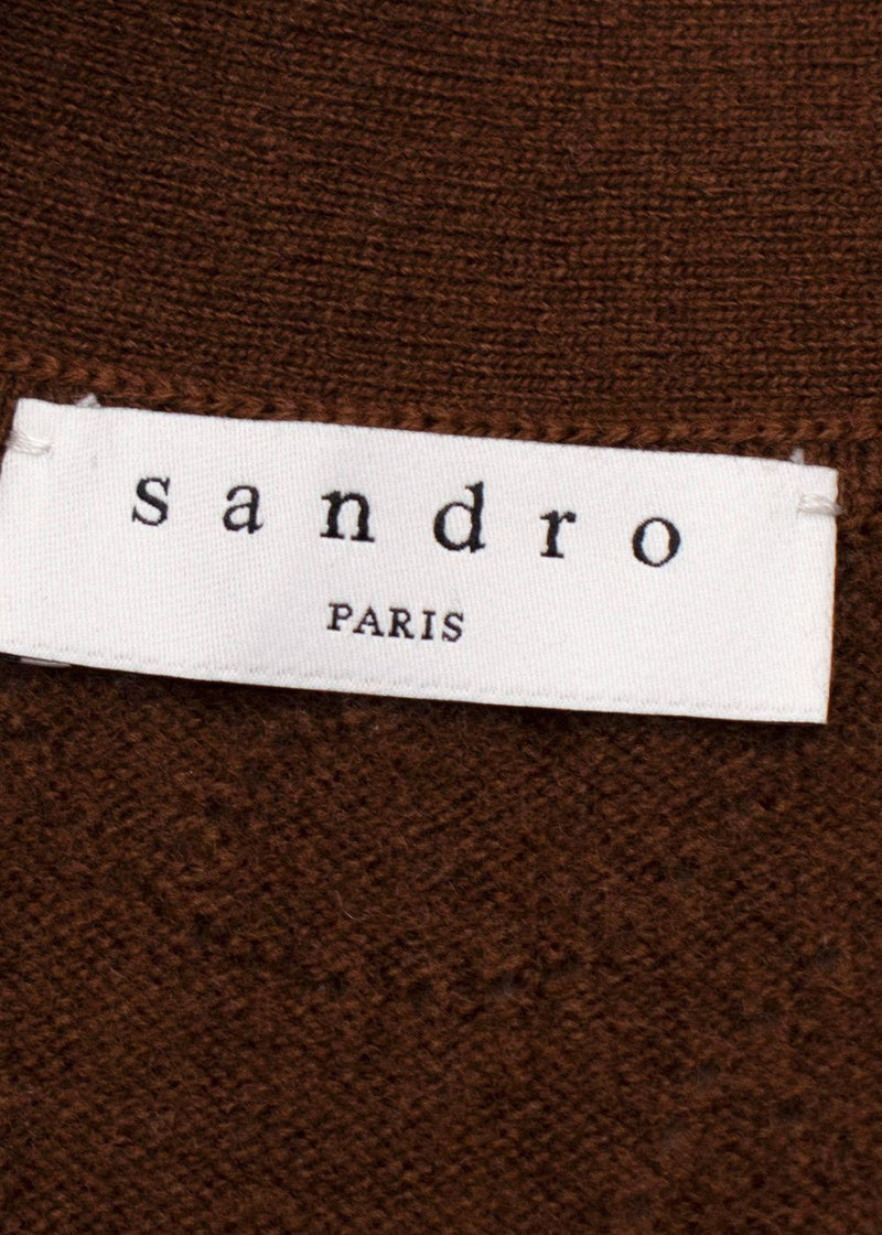 Sandro Chocolate Brown Wool Blend Waistcoat