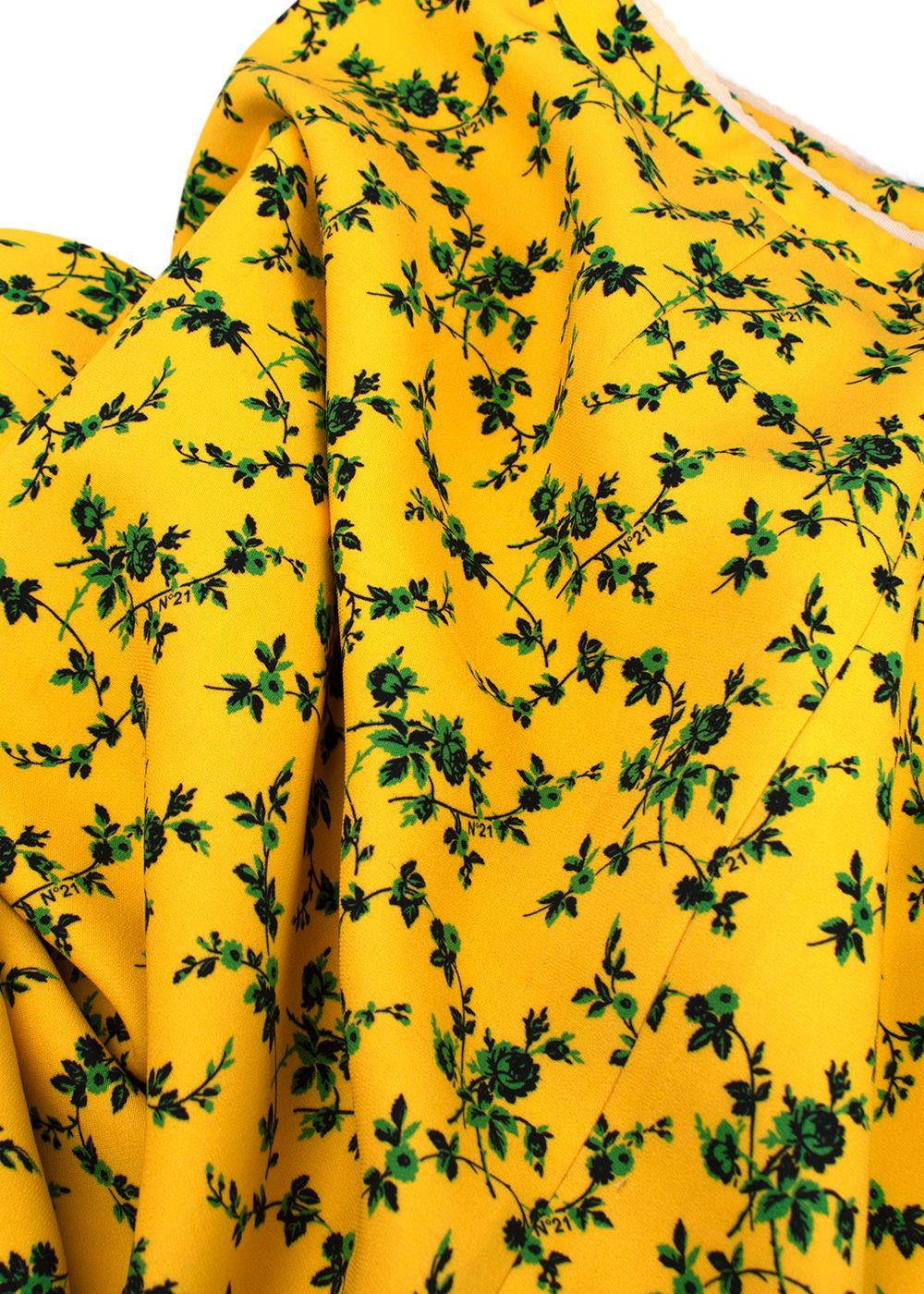 No.21 Yellow Floral Print Midi Skirt with Contrast Stripe Detail