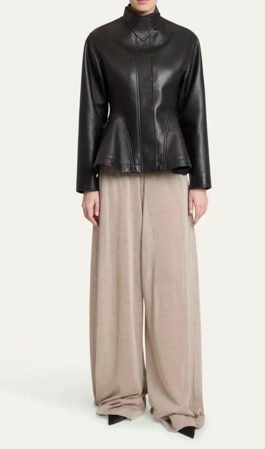 Alaia Black Leather Peplum Jacket