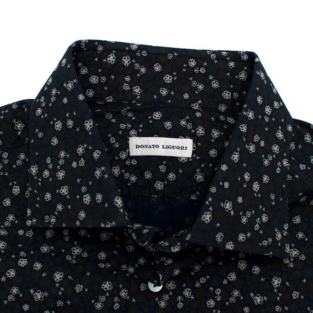 Donato Liguori Navy Abstract Flower Print Shirt