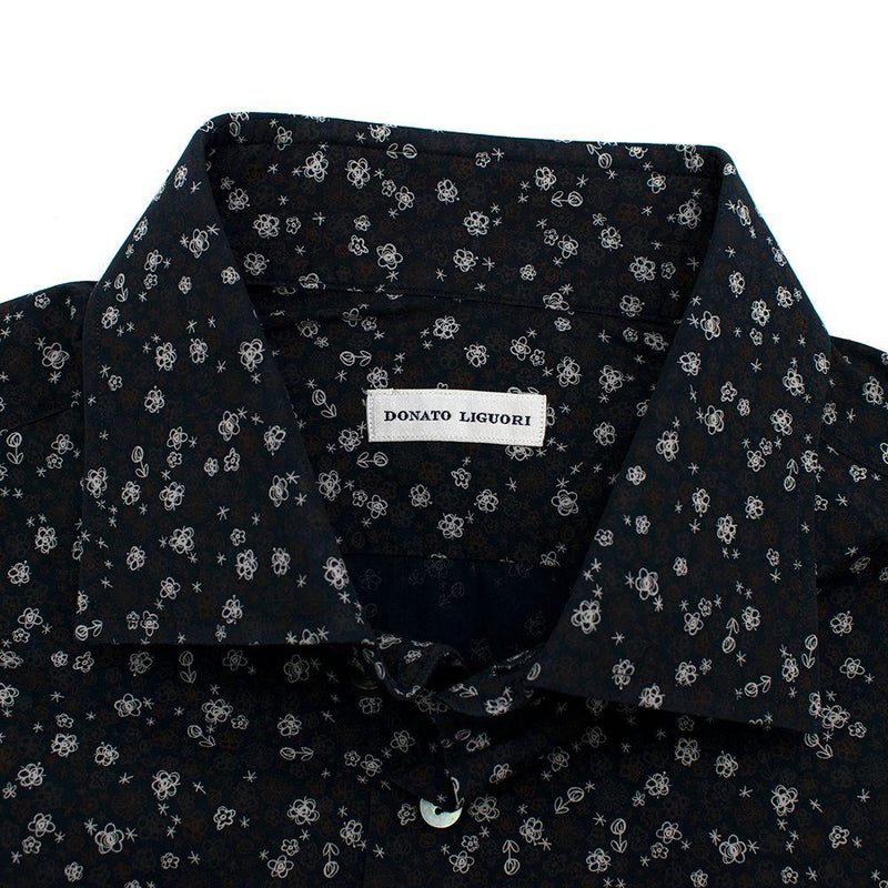 Donato Liguori Navy Abstract Flower Print Shirt