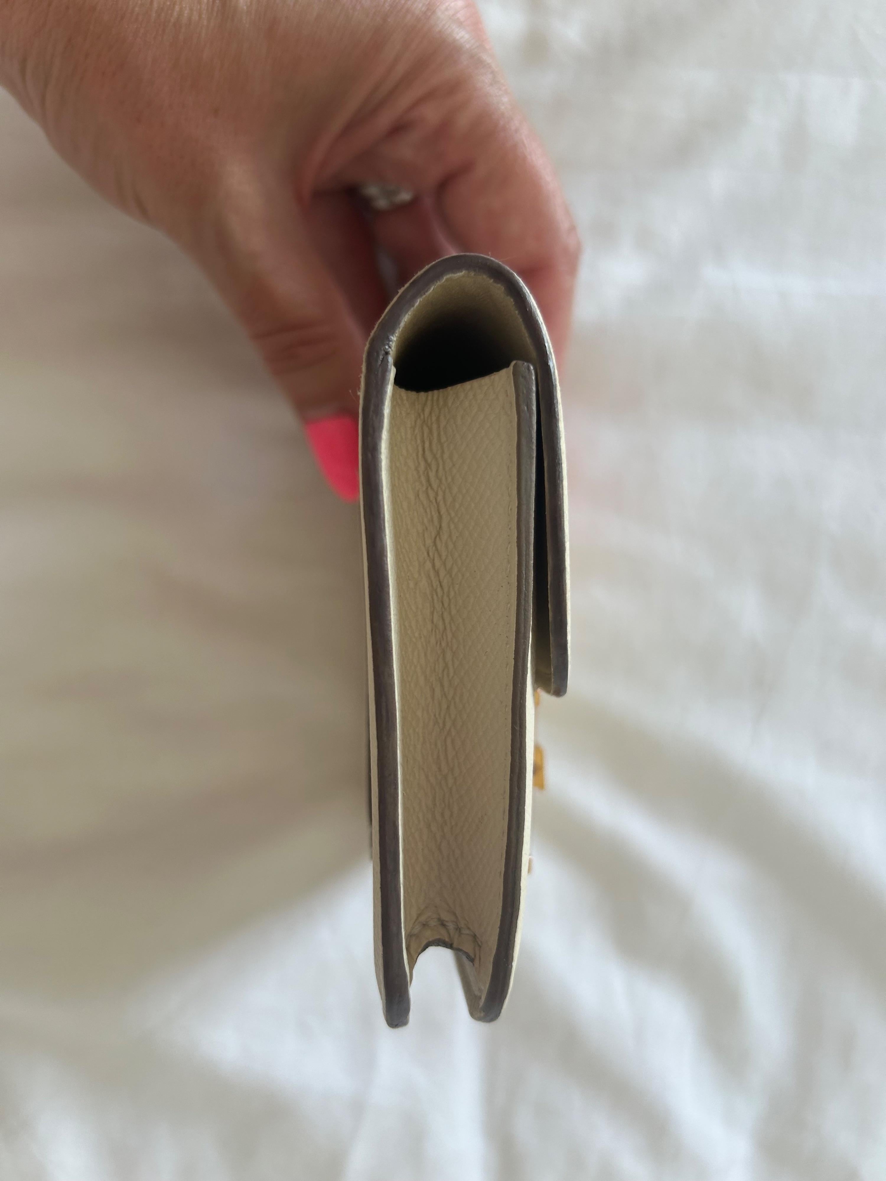 Hermes Constance Craie Slim wallet With Rose Gold Hardware