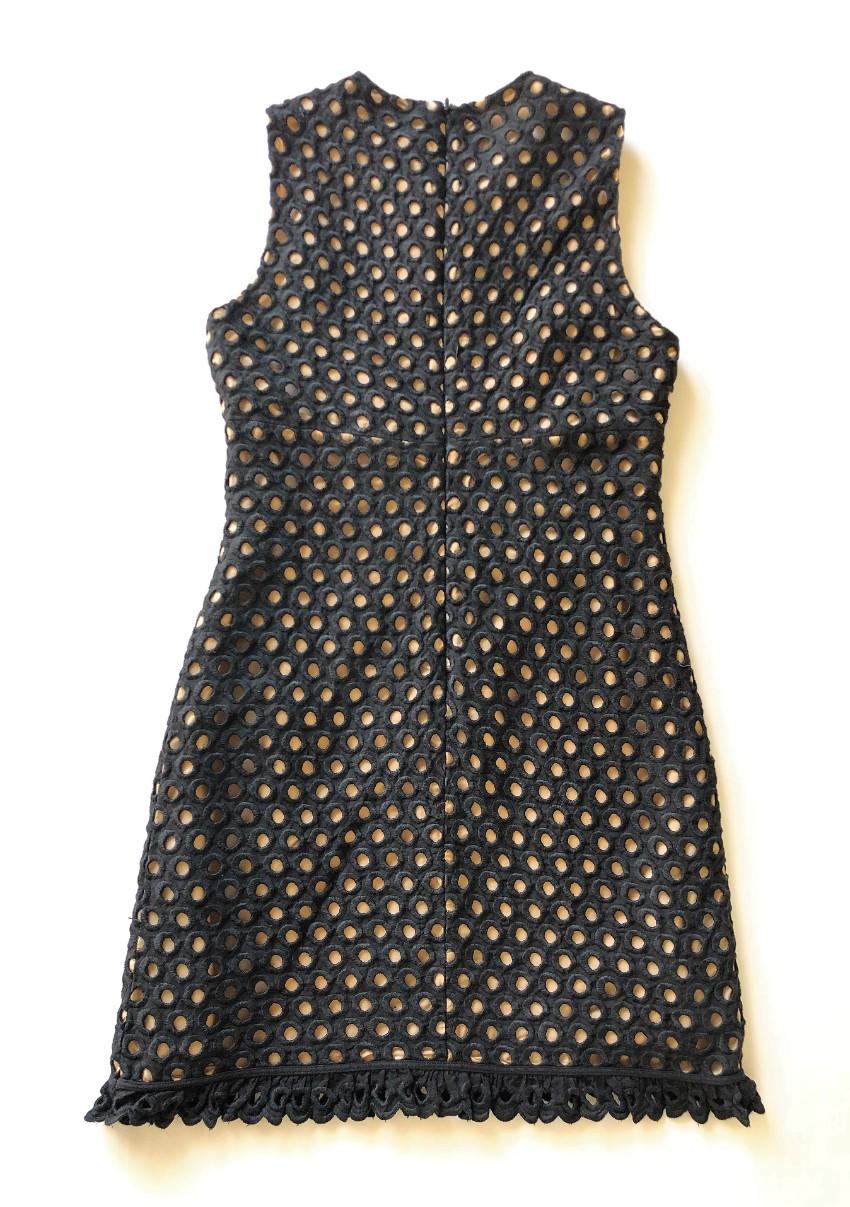 Michael Kors black linen guipure sleeveless dress