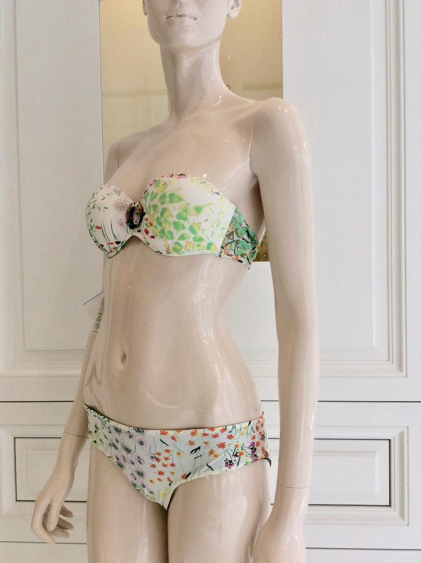 Cotton Club Italy Couture Floral Bandeau Tie Bikini