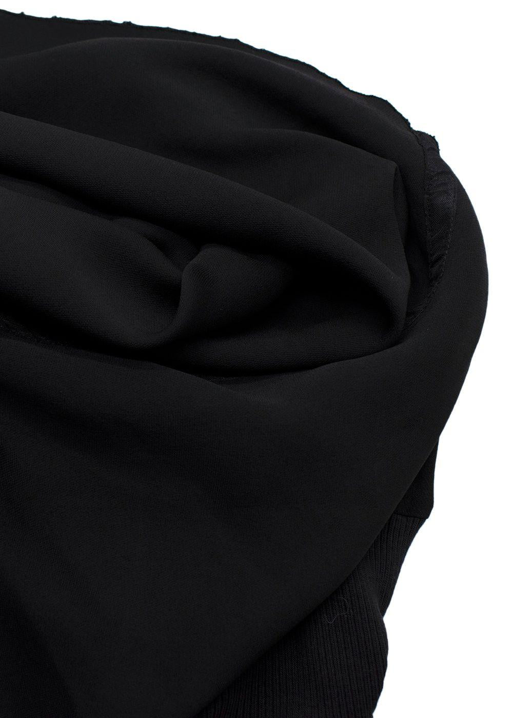 Rick Owens Black Knit Midi Skirt with Chiffon Hemline