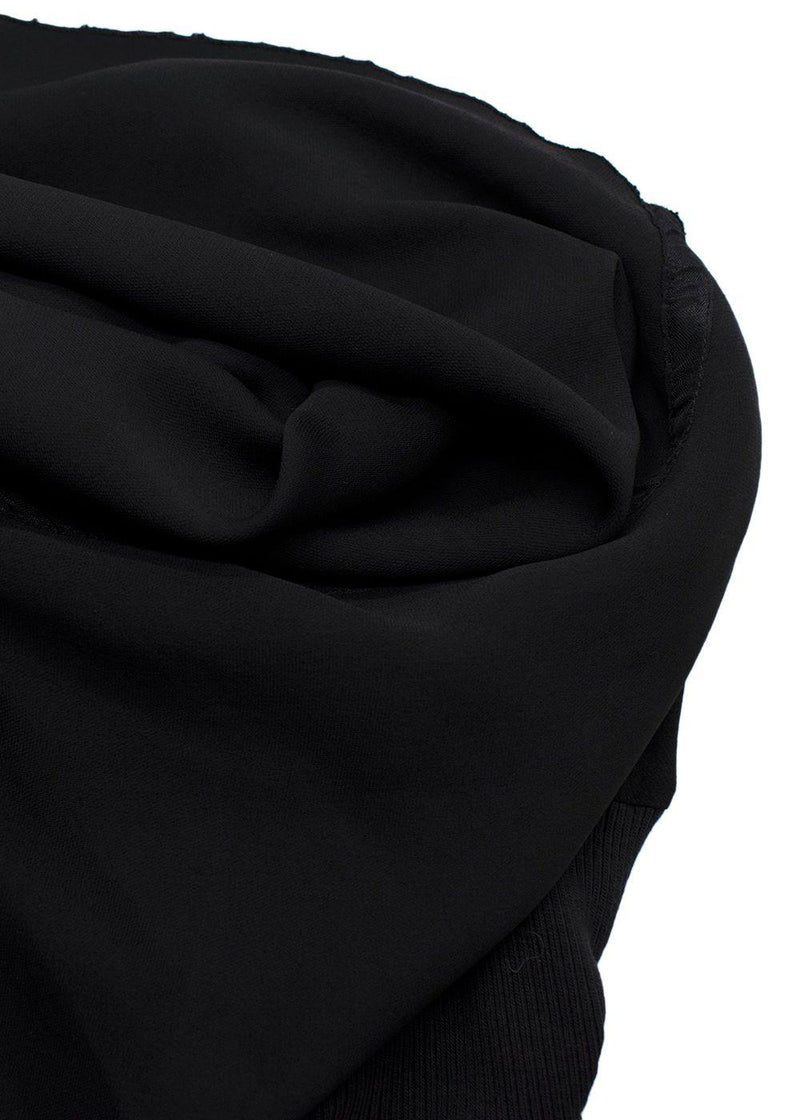 Rick Owens Black Knit Midi Skirt with Chiffon Hemline