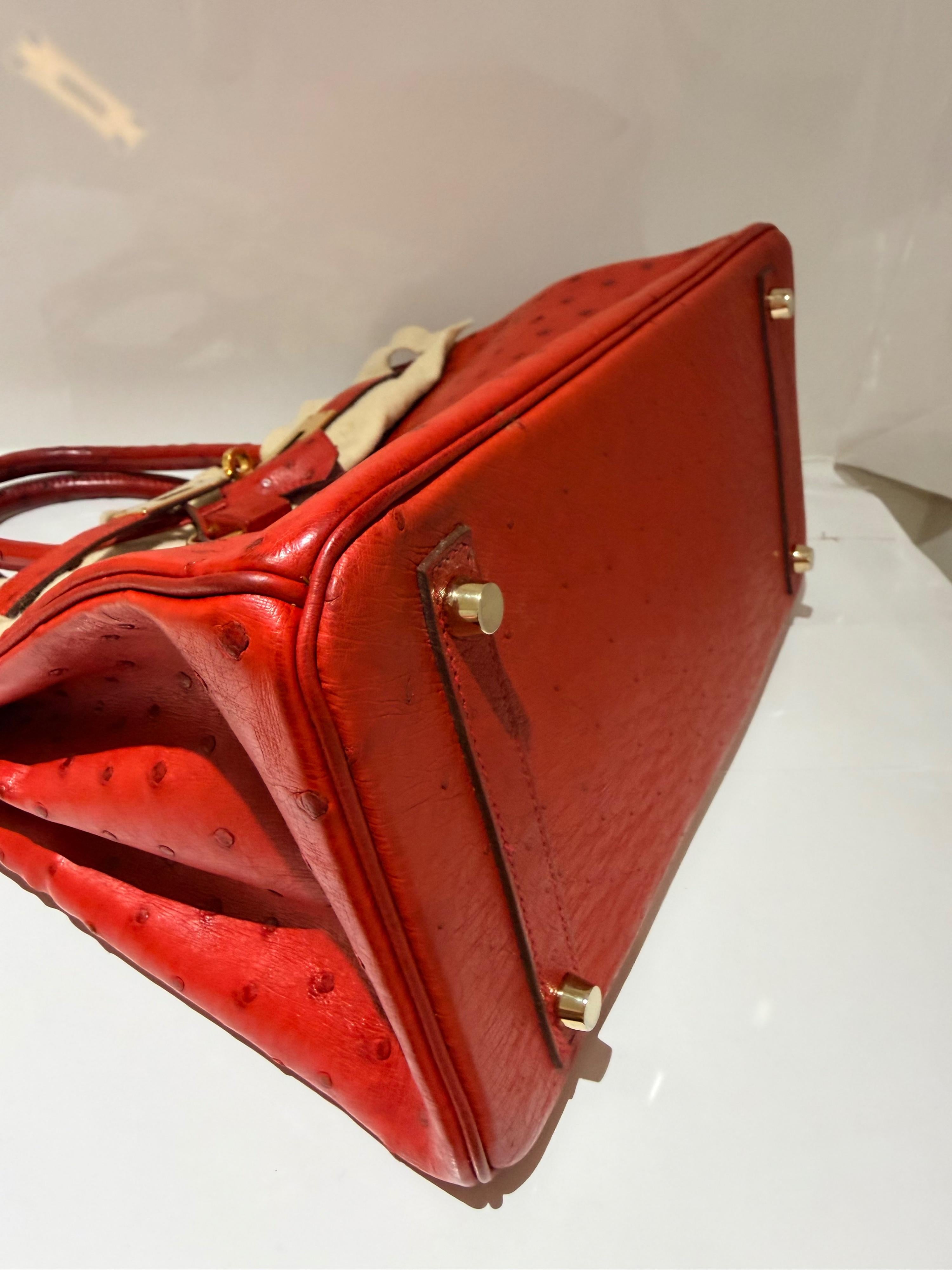 Hermes  Red Ostrich Birkin 30