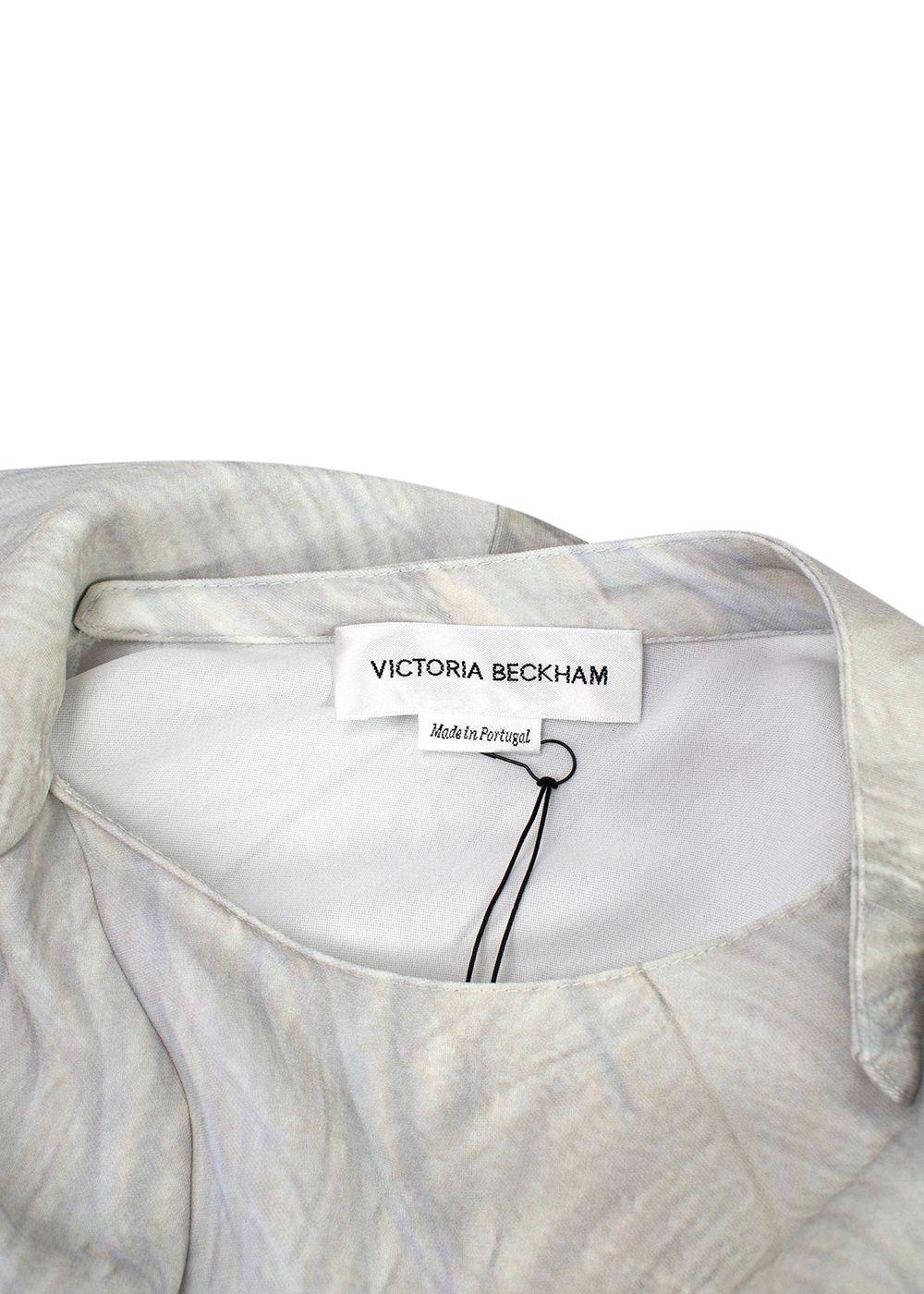 Victoria Beckham Digital Feather Print Scarf Neck Blouse