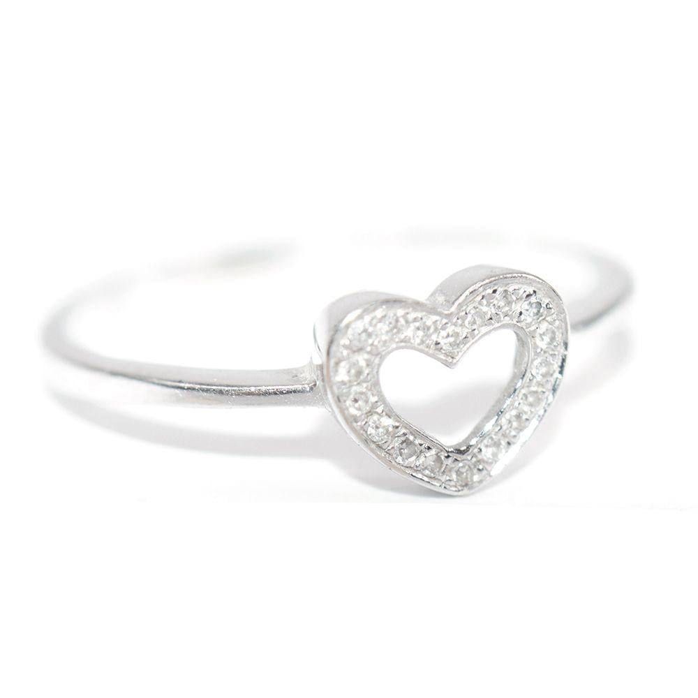 Bespoke White Gold/Diamond Heart Ring Size 47