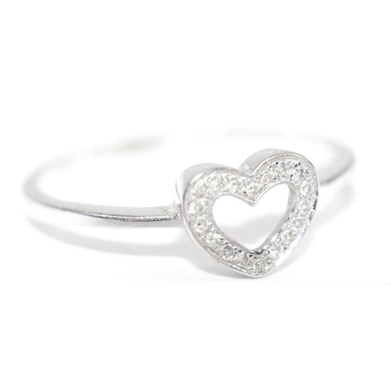 Bespoke White Gold/Diamond Heart Ring Size 47
