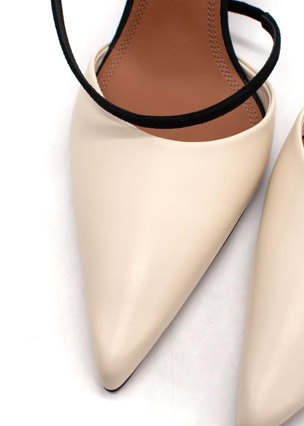 Neous Cream & Black Leather Tangra Pointed Heels