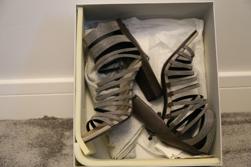 Monili Beaded Brown Leather Sandals