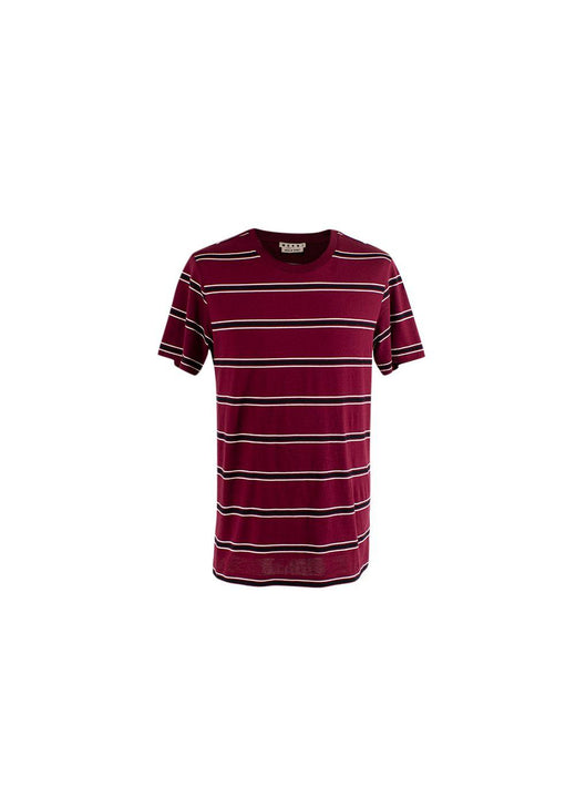 Burgundy & black striped cotton jersey T-shirt