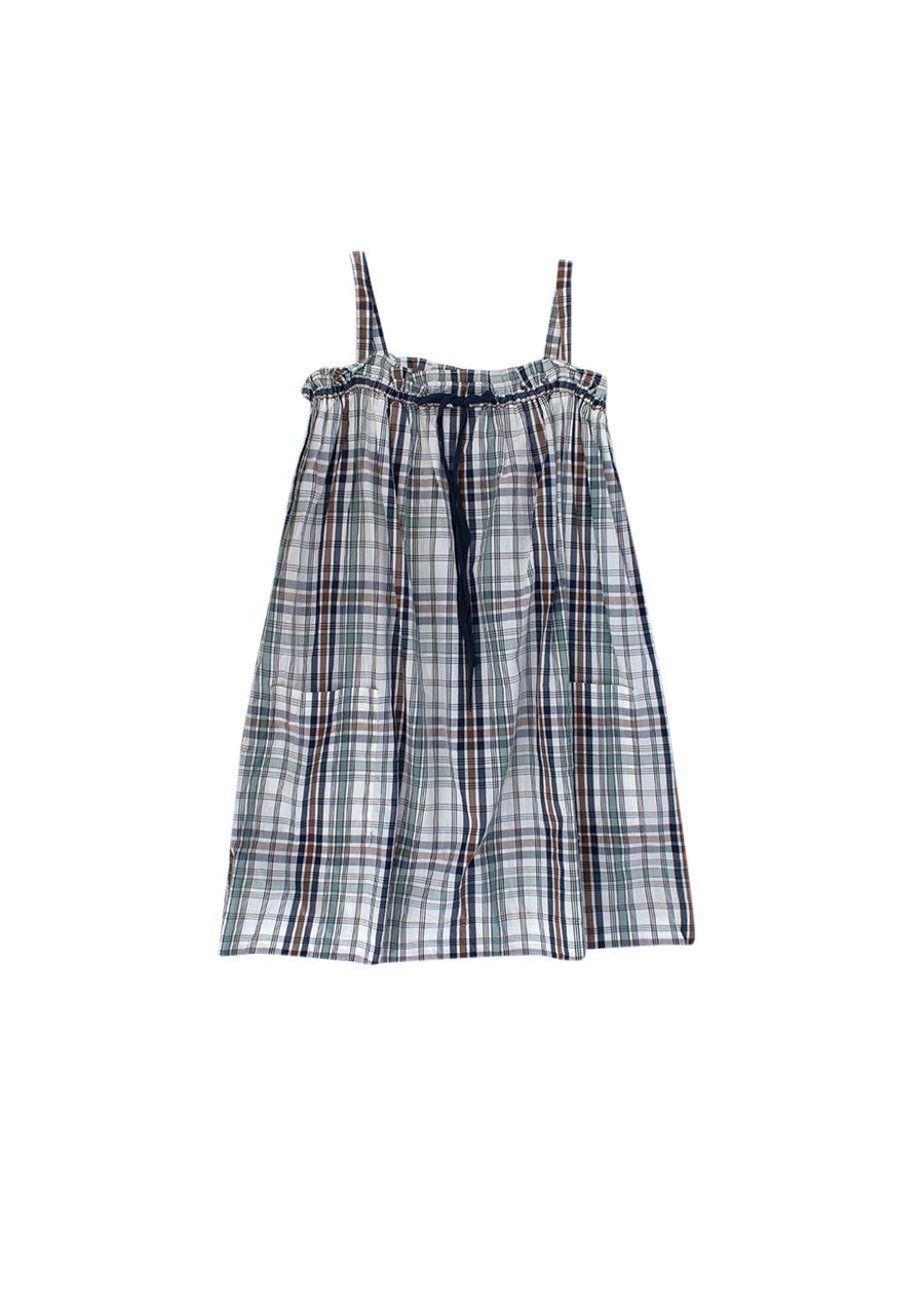 Bonpoint Kids Plaid Drawstring Dress