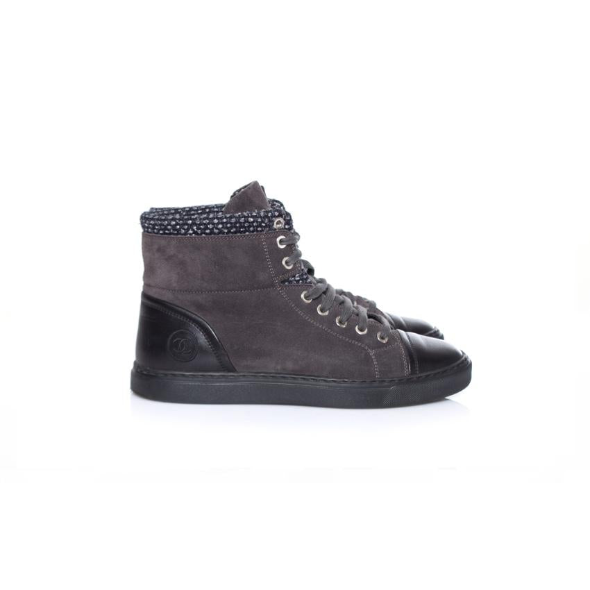 Chanel Suede & Leather High Top Sneakers