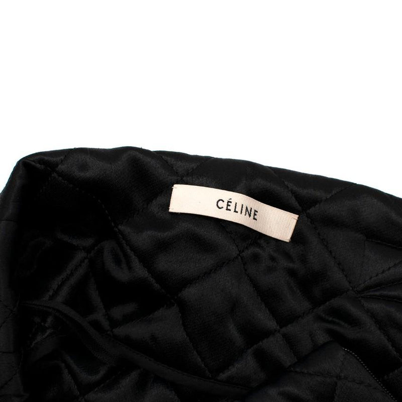 Celine Black Quilted Satin Pencil Skirt