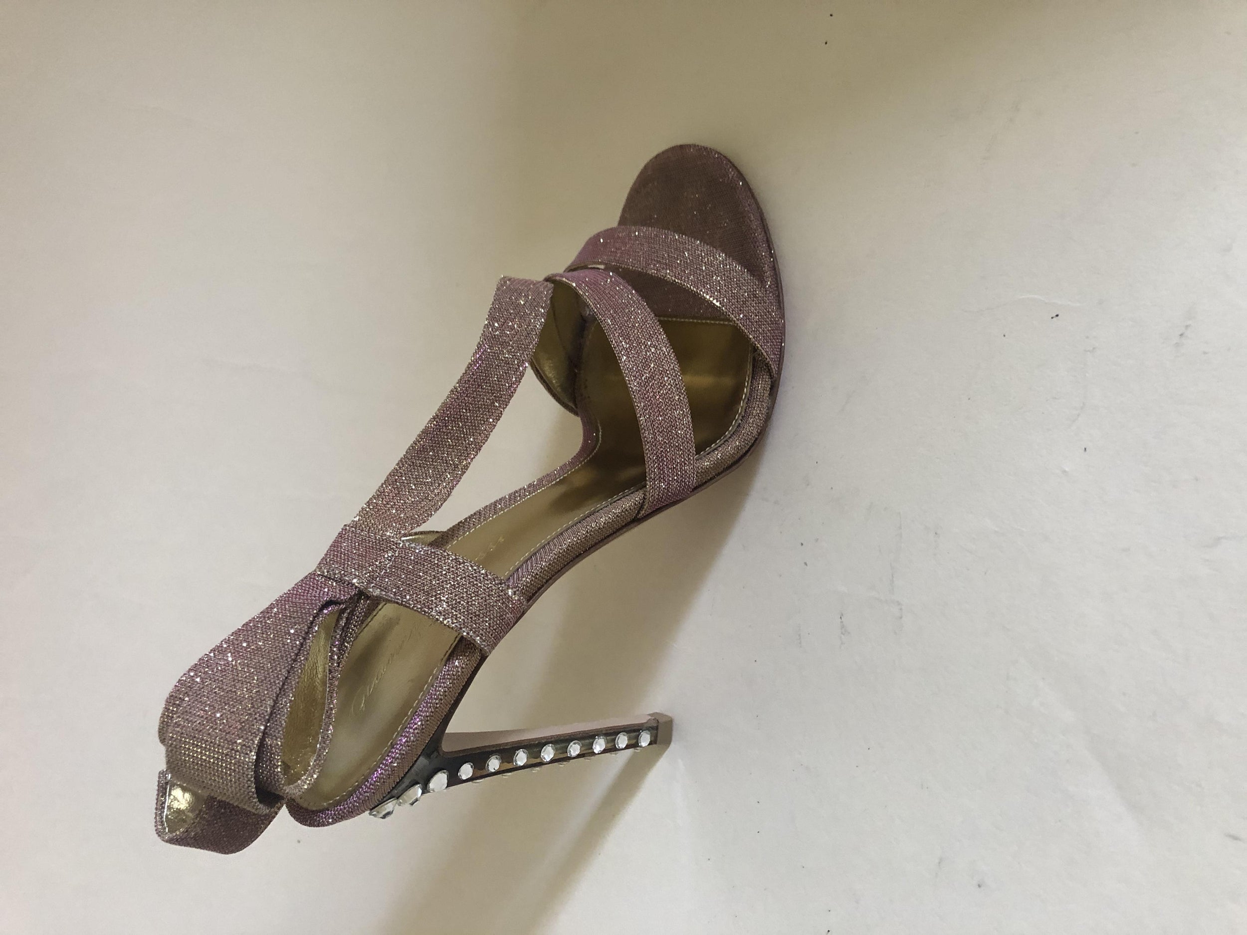 Gianvito Rossi Metallic Rose Gold Crystal Embellished Sandals