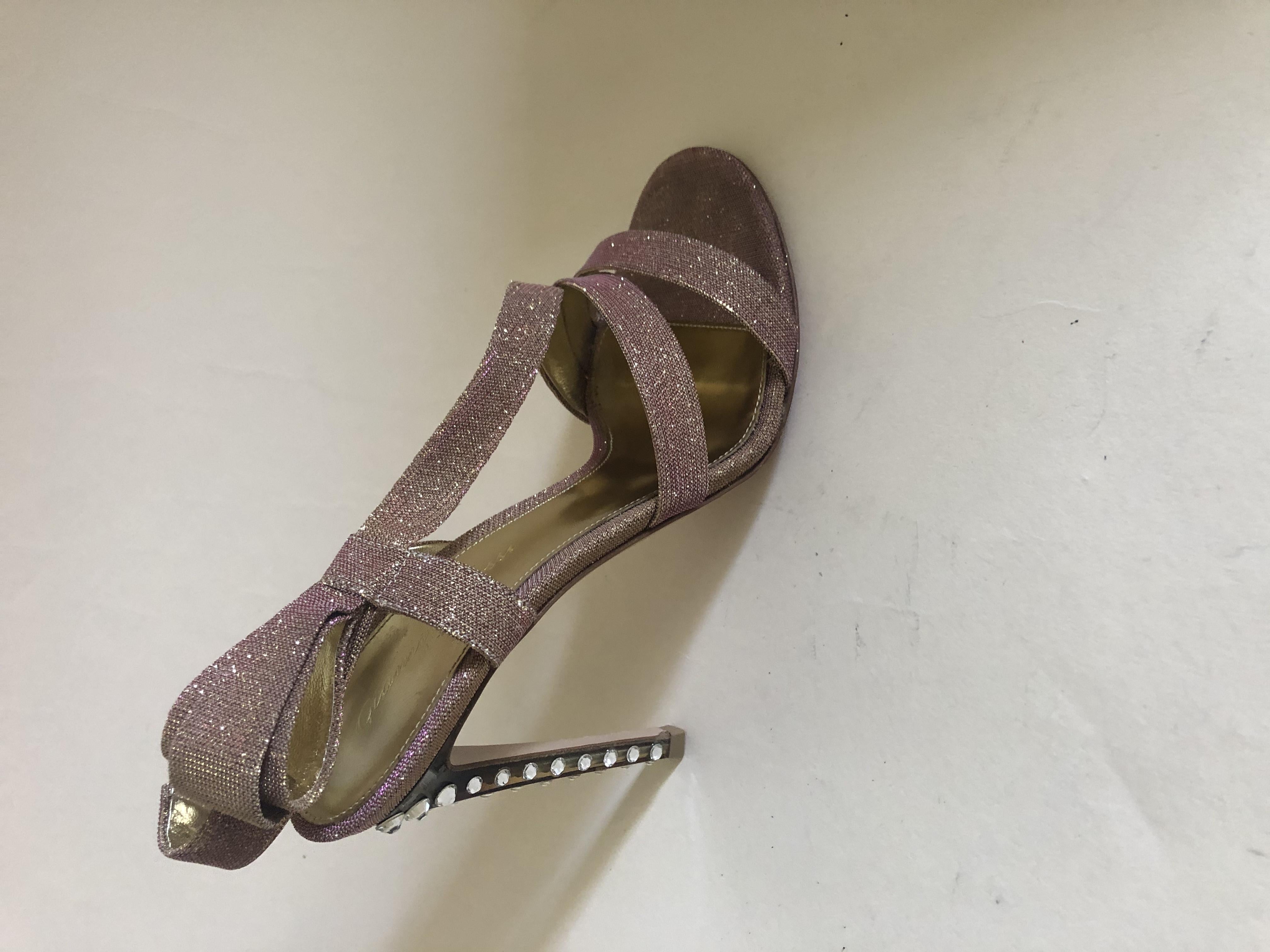 Gianvito Rossi Metallic Rose Gold Crystal Embellished Sandals