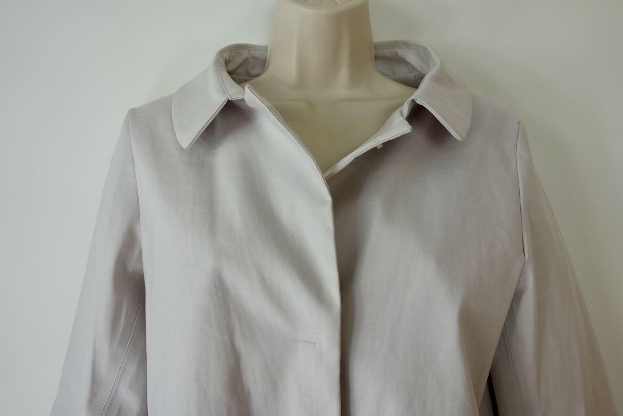 beige cotton-blend gabardine car coat