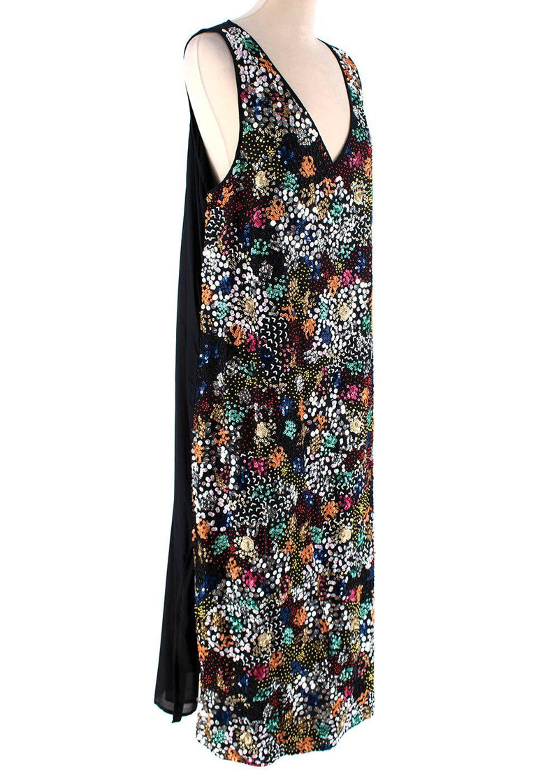 Black Crepe Sequinned Shift Dress