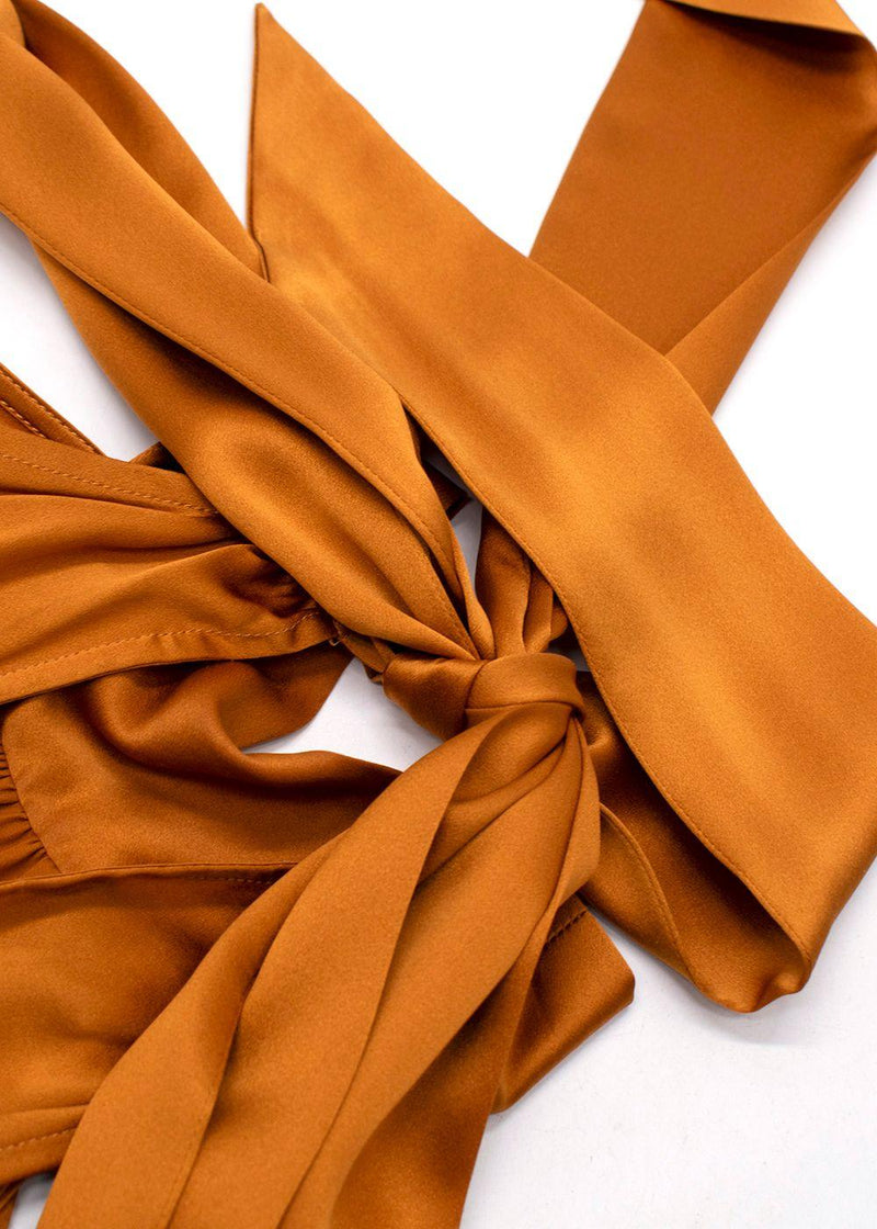 The Sei Burnt Orange Sleevless Silk Tie Blouse