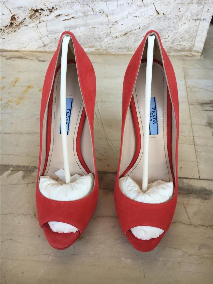 Prada Suede Peep-Toe Pumps