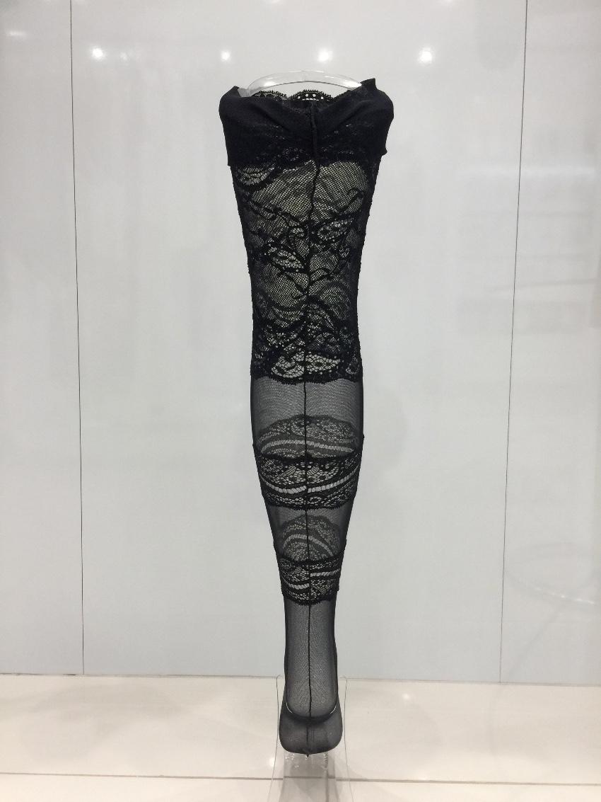 Cotton Club Couture Black Leavers Lace & Tulle Hold-ups
