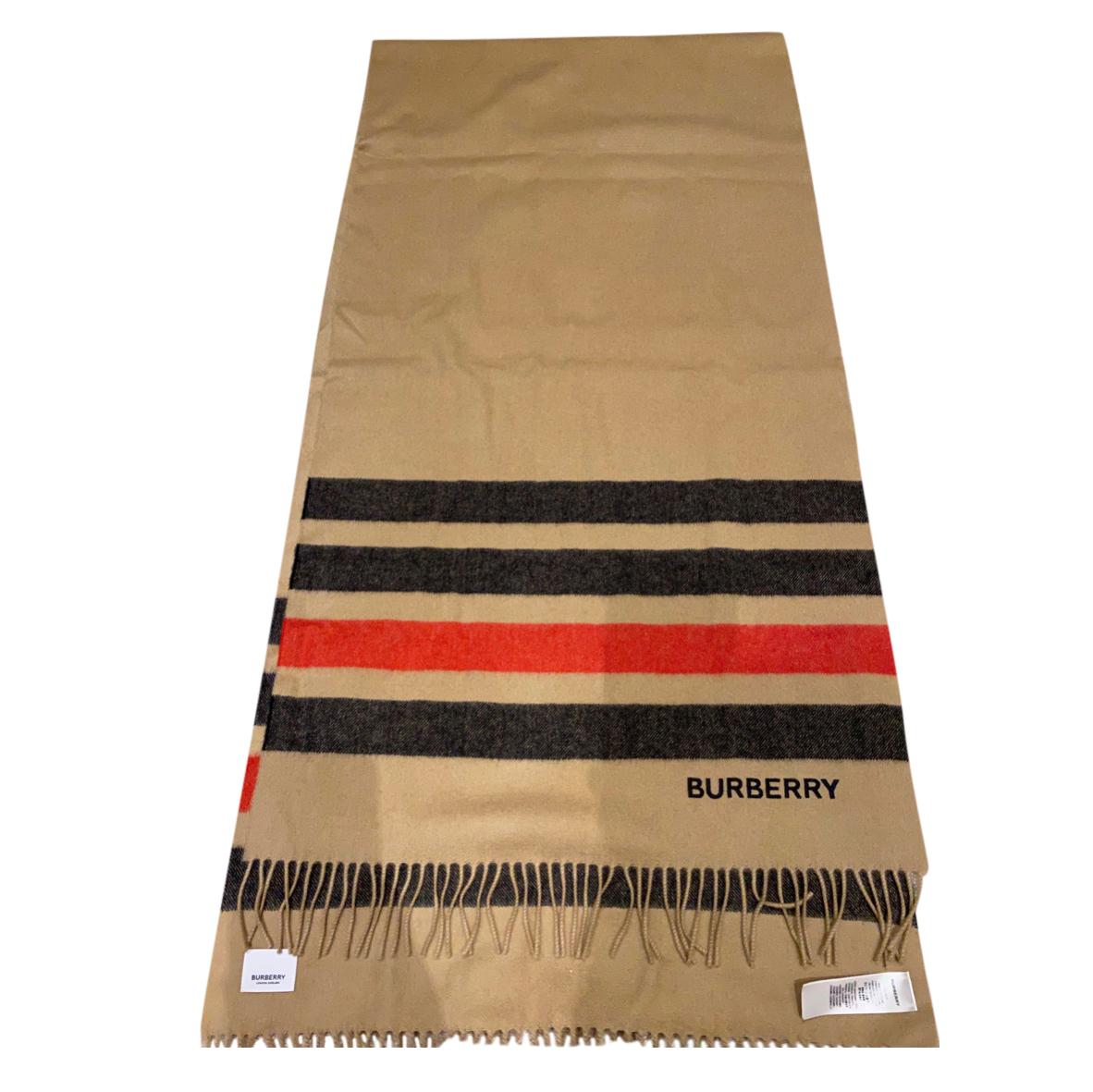 Burberry Archive Beige Cashmere Fringed Scarf